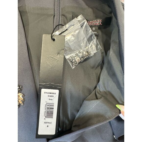 NWT BADGLEY MISCHKA Scuba Belted Sheath with Brooches Size US8 $550 - Picture 8 of 8